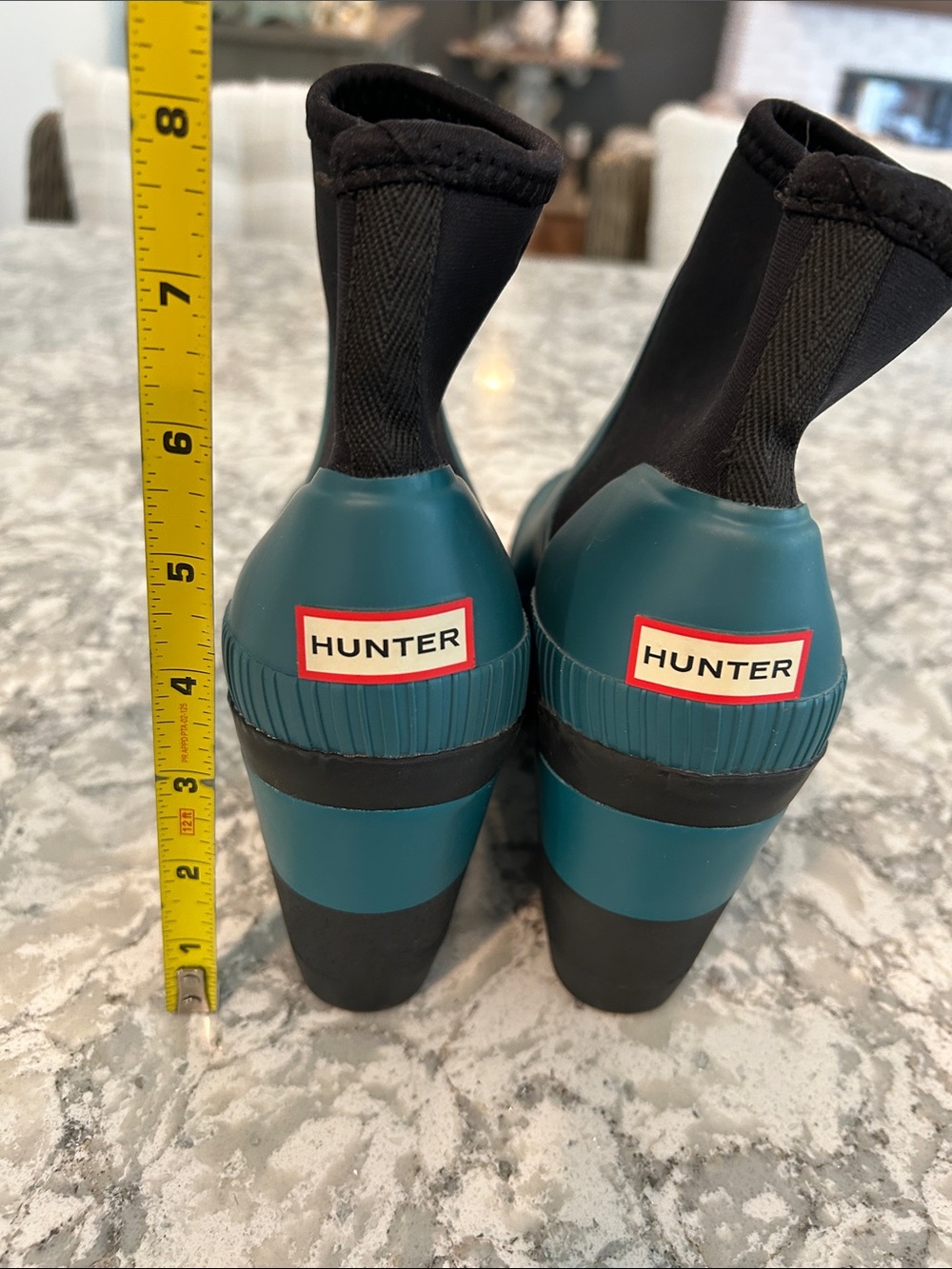 Hunter Teal Neoprene-Trim Heeled Chelsea Boots - Picture 7 of 8